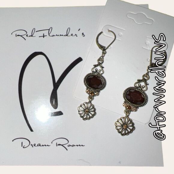Lia Sophia Bronze Color Dangle Earrings with Rhinestone - Picture 4 of 8